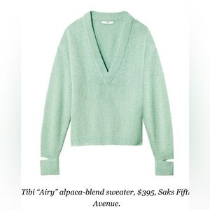 Tibi V-Neck Airy Alpaca Blend Sweater
